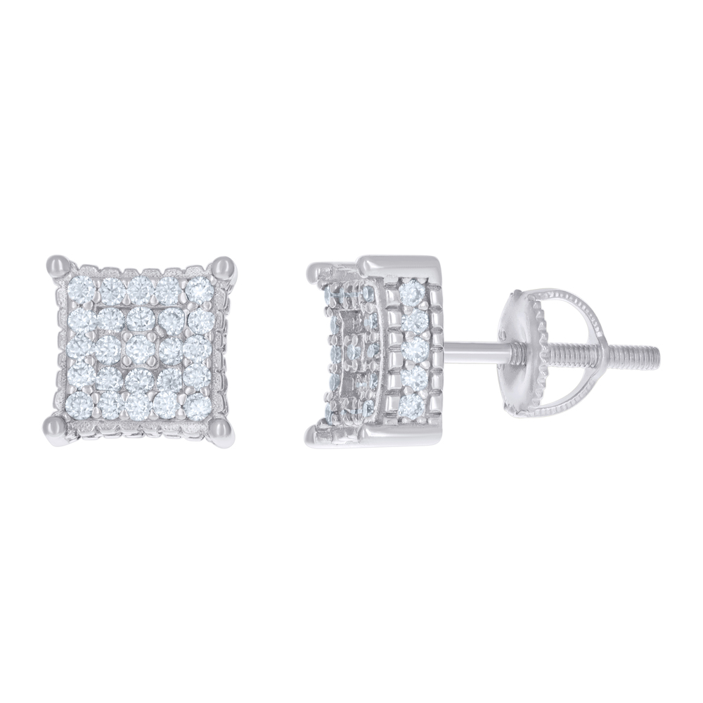 925 Sterling Silver Womens 0.78ct Moissanite Square Stud Earrings